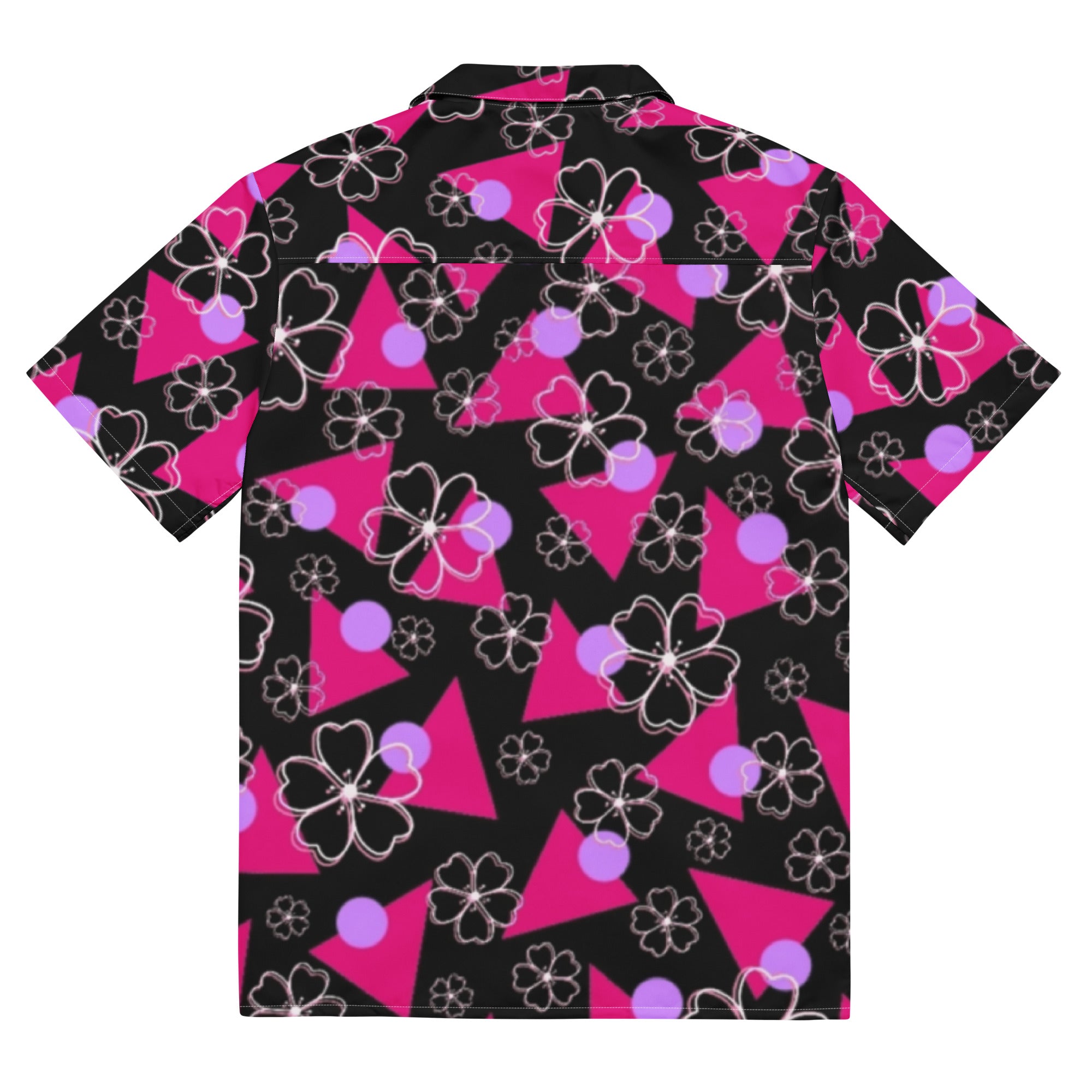 Retro Sakura Hawaiian Button Shirt