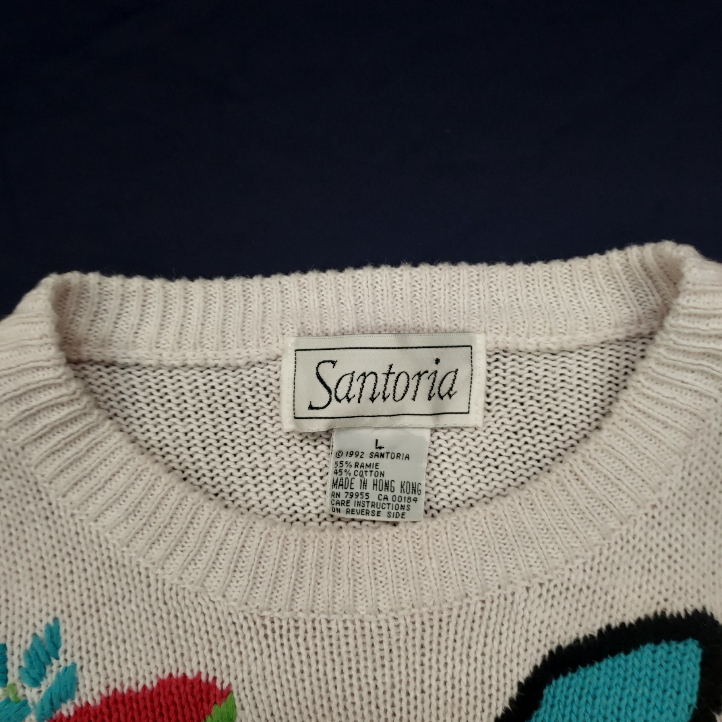 Early 90s Santoria Short Sleeve Knit Sweater "size Large"